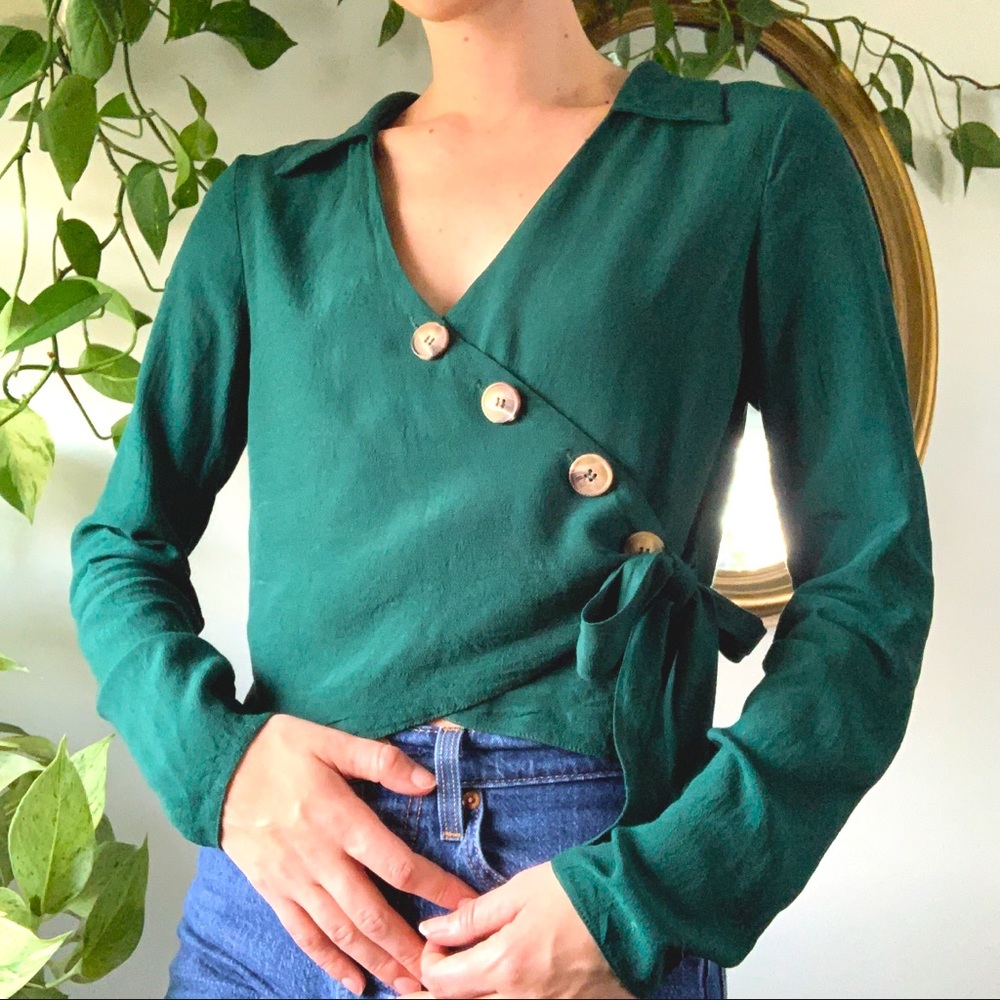 ASOS Emerald Viscose Wrap shirt